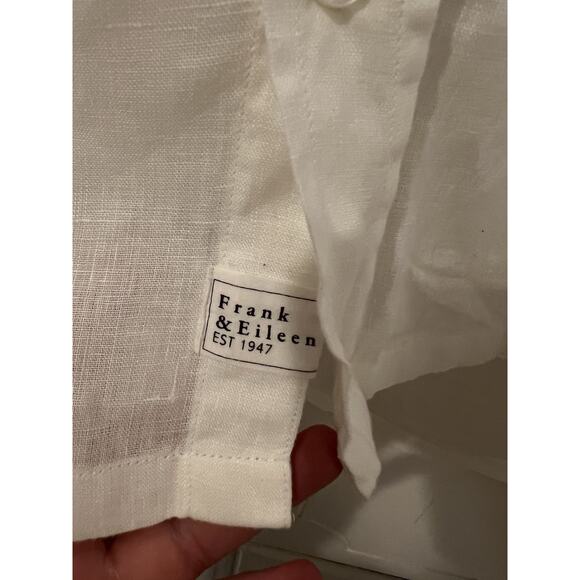 Frank & Eileen Hunter White Linen Shirt Dress Button Front Size Small $398 - Picture 7 of 9